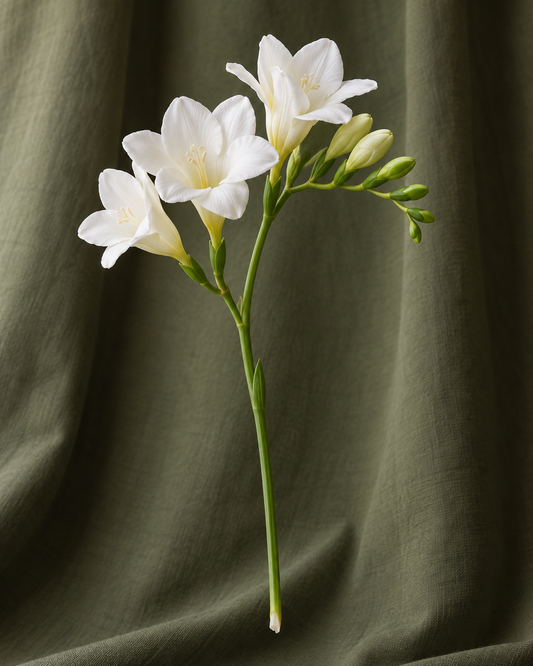 Freesia blanc à la tige — illustration Florae